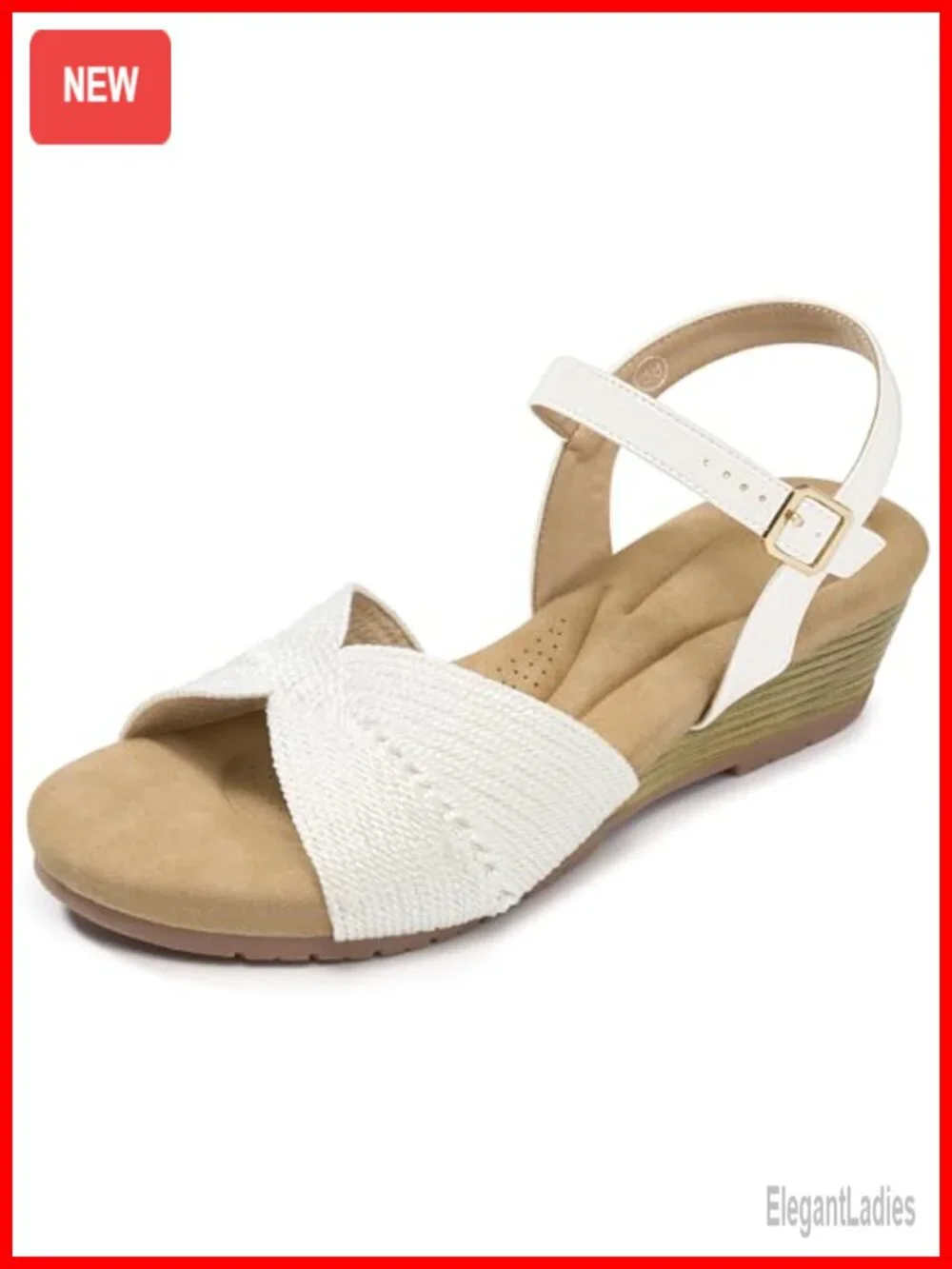 Comfortable Open Toe Wedge Sandals with Ankle Strap Buckle